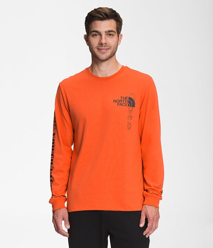 Camiseta The North Face Hombre Recycled Expedition Gráfico Manga Larga Naranjas - Peru 39841QFDV